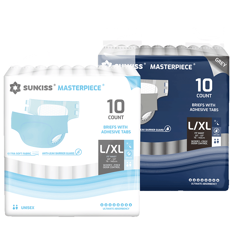 SUNKISS Masterpiece Adult Diapers With Tabs Bundle Sales, 2 Packs (1 of Each)