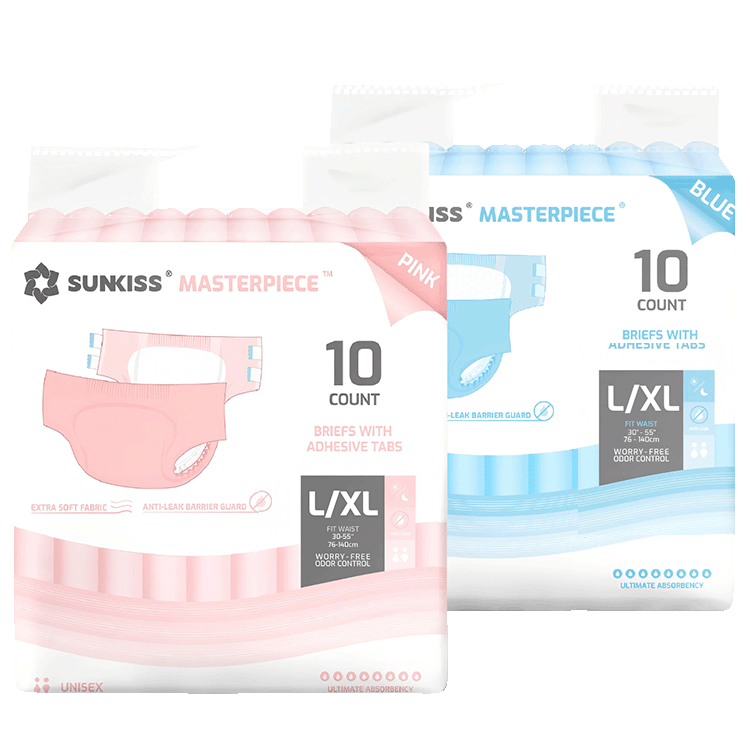 SUNKISS Masterpiece Adult Diapers With Tabs Bundle Sales, 2 Packs (1 of Each)