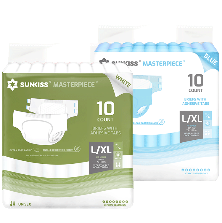 SUNKISS Masterpiece Adult Diapers With Tabs Bundle Sales, 2 Packs (1 of Each)