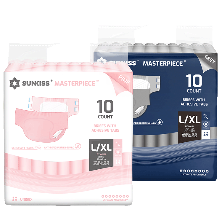 SUNKISS Masterpiece Adult Diapers With Tabs Bundle Sales, 2 Packs (1 of Each)