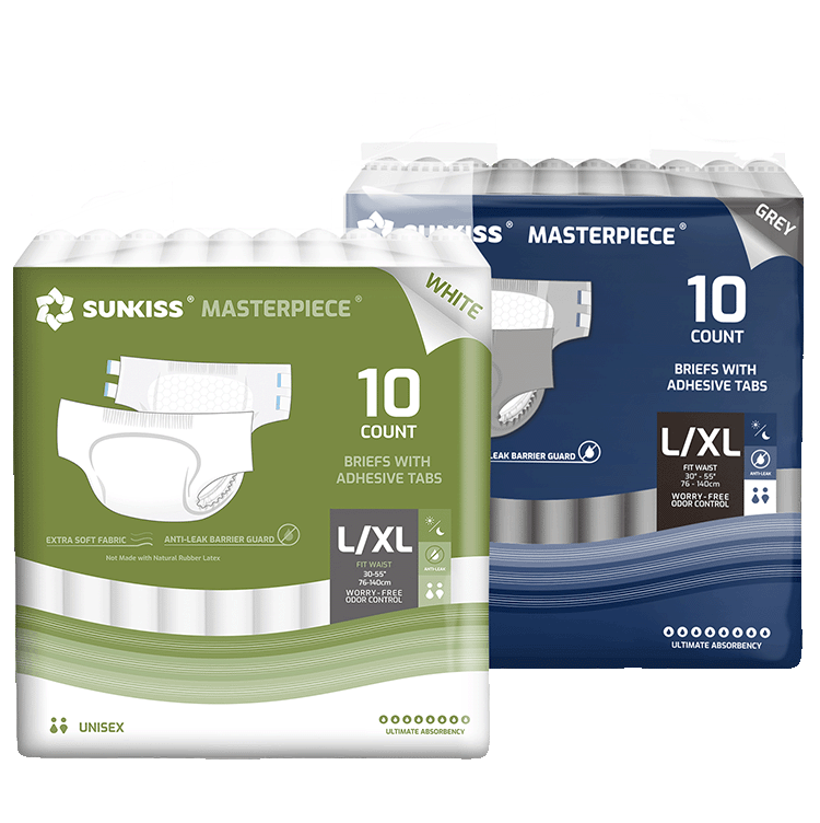 SUNKISS Masterpiece Adult Diapers With Tabs Bundle Sales, 2 Packs (1 of Each)