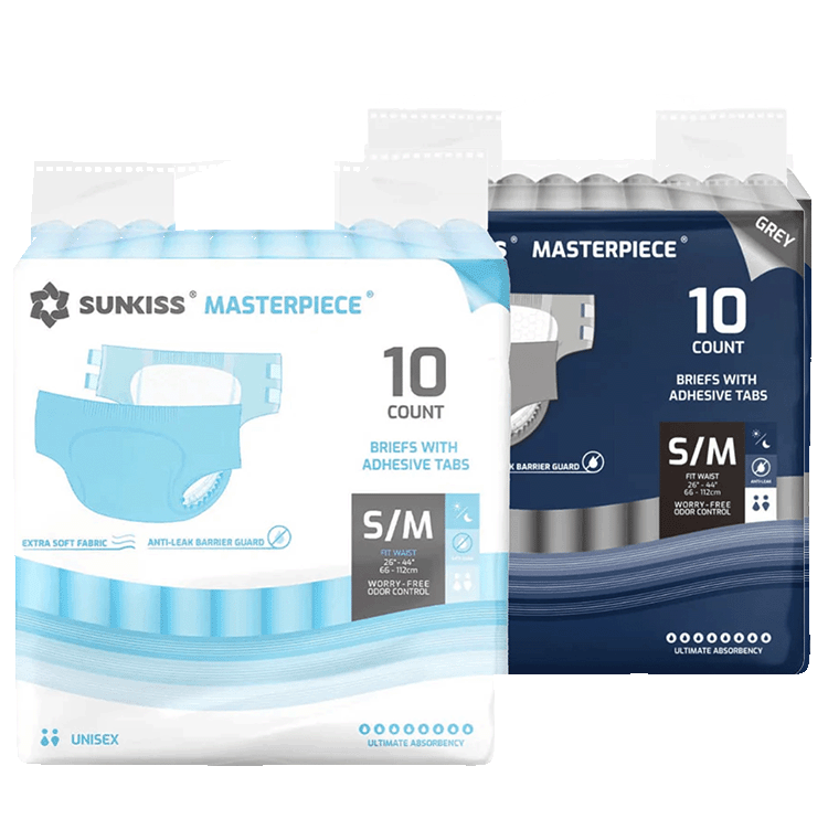 SUNKISS Masterpiece Adult Diapers With Tabs Bundle Sales, 2 Packs (1 of Each)