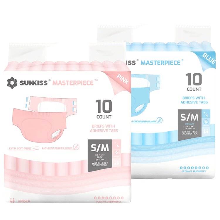 SUNKISS Masterpiece Adult Diapers With Tabs Bundle Sales, 2 Packs (1 of Each)