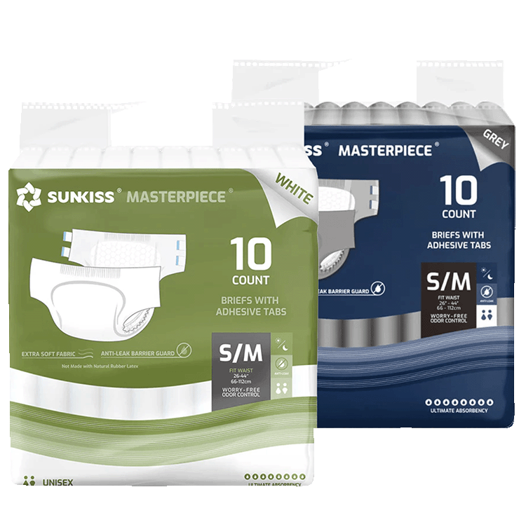 SUNKISS Masterpiece Adult Diapers With Tabs Bundle Sales, 2 Packs (1 of Each)