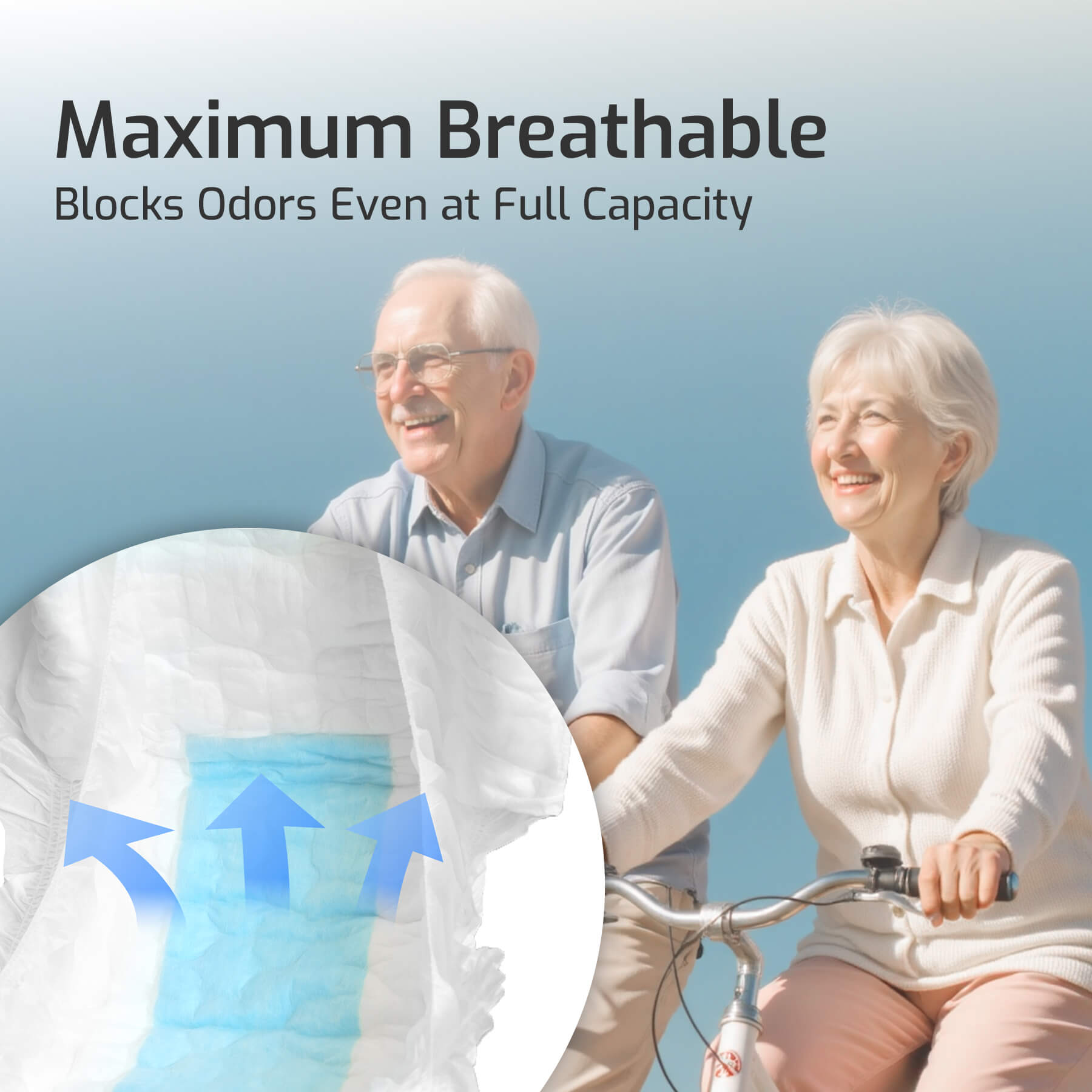 Maximum breathable design allows airflow while keeping users dry, blocking odors even at full capacity for long-lasting comfort and confidence.