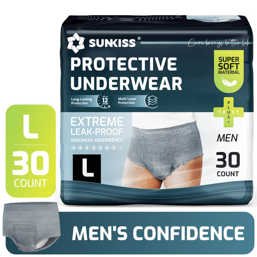 Sunkiss Men's Daytime Protective Underwear, Size L, 30 count 
