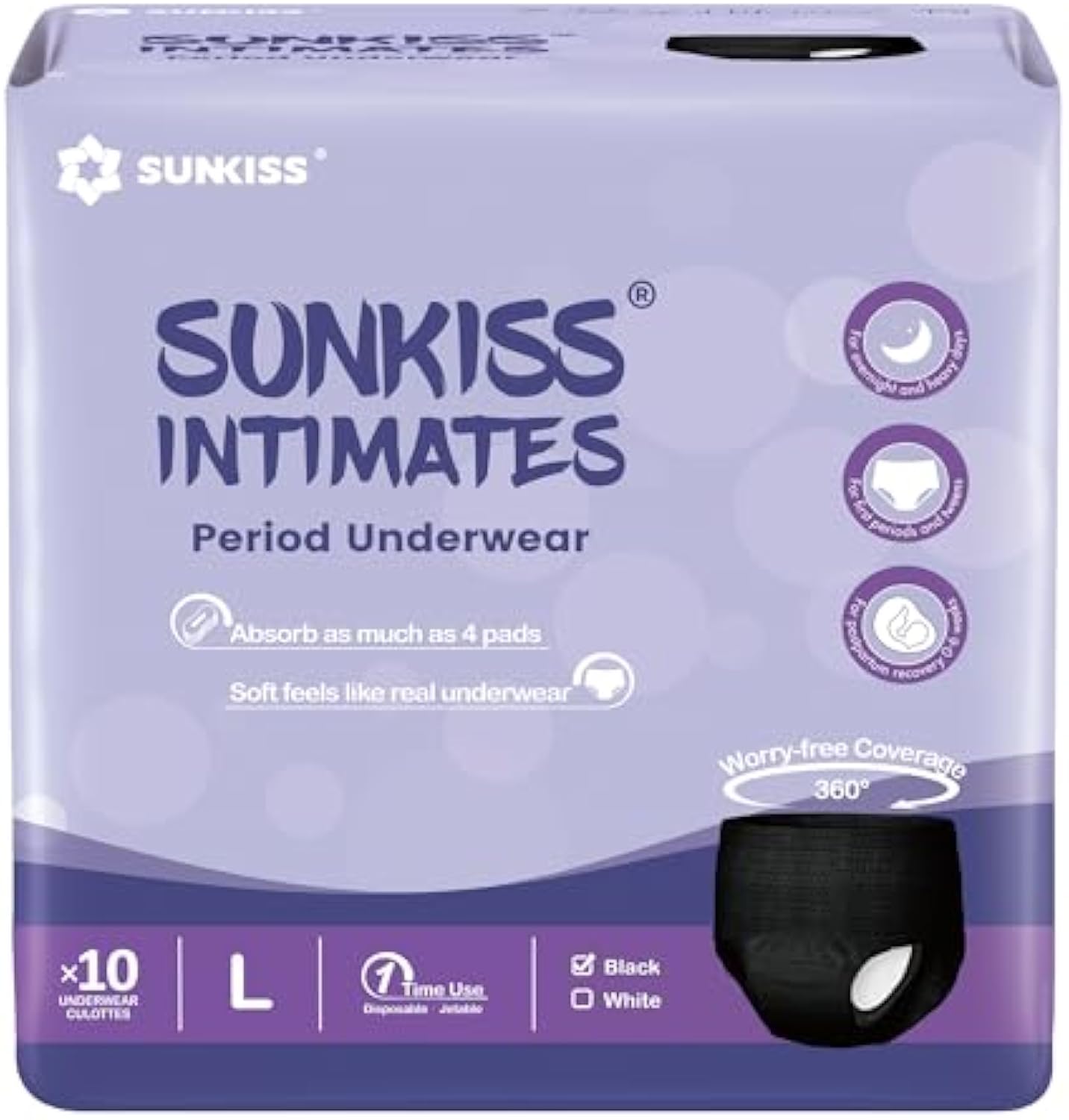 Sunkiss LUXURY Black Swan Period Underwear